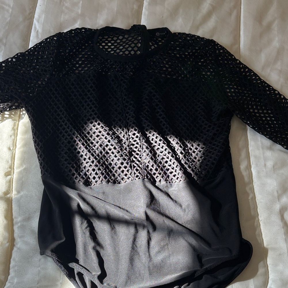 Fashion Nova Black Mesh Blouse